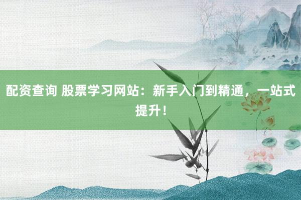 配资查询 股票学习网站：新手入门到精通，一站式提升！