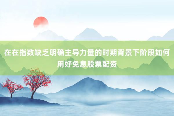在在指数缺乏明确主导力量的时期背景下阶段如何用好免息股票配资