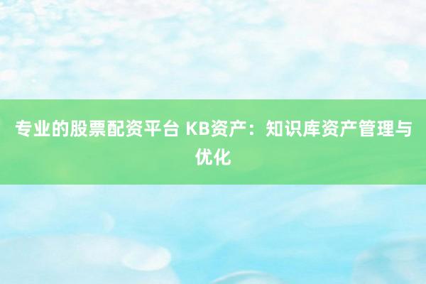 专业的股票配资平台 KB资产：知识库资产管理与优化
