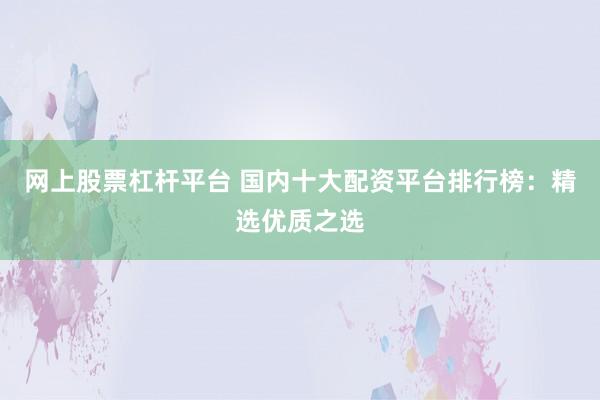 网上股票杠杆平台 国内十大配资平台排行榜：精选优质之选