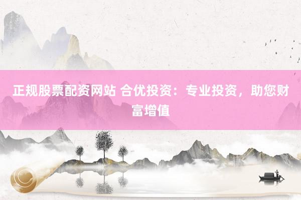 正规股票配资网站 合优投资：专业投资，助您财富增值
