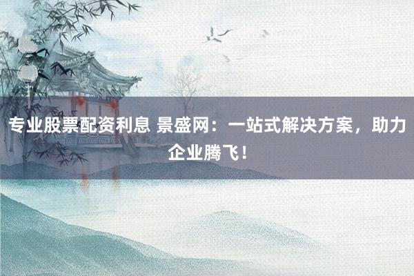 专业股票配资利息 景盛网：一站式解决方案，助力企业腾飞！